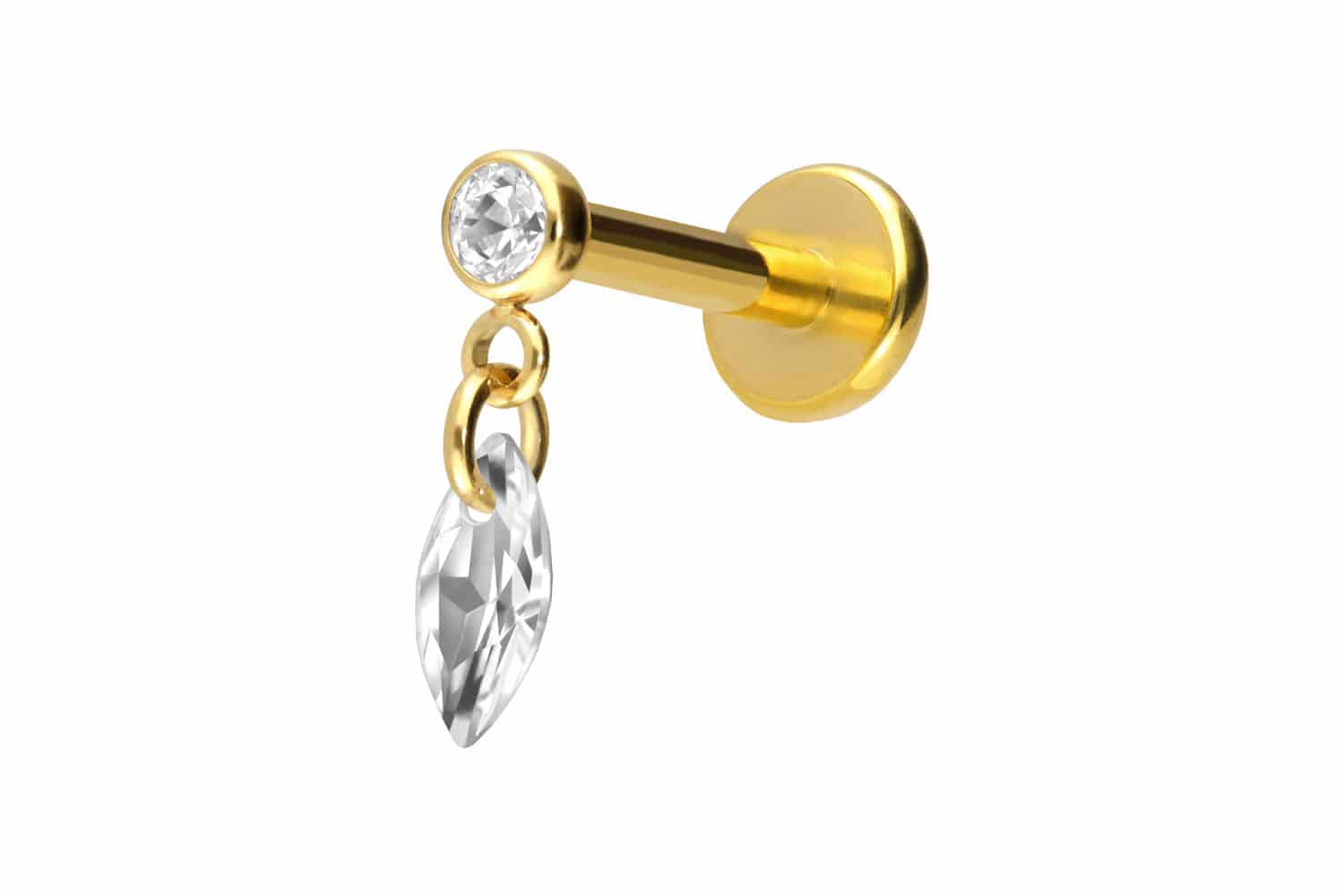 Titan Labret Piercing mit Push Fit KRISTALLOVAL
